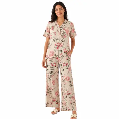 Ivory Floral Top/Bottom Set