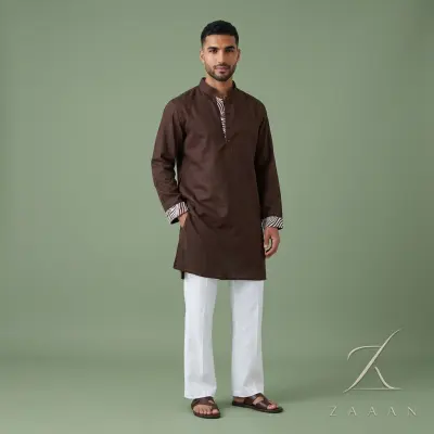 Mocha Brown Linen Short Panjabi/Kurta