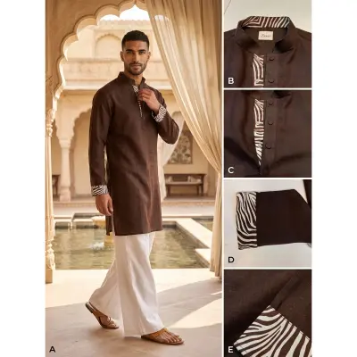 Mocha Brown Linen Short Panjabi/Kurta