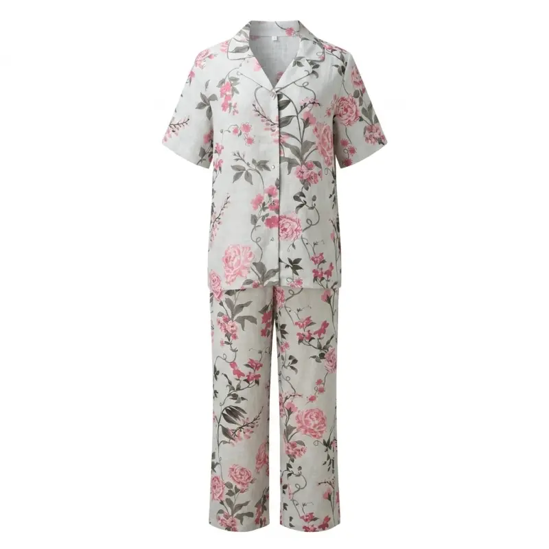 Ivory Floral Top/Bottom Set
