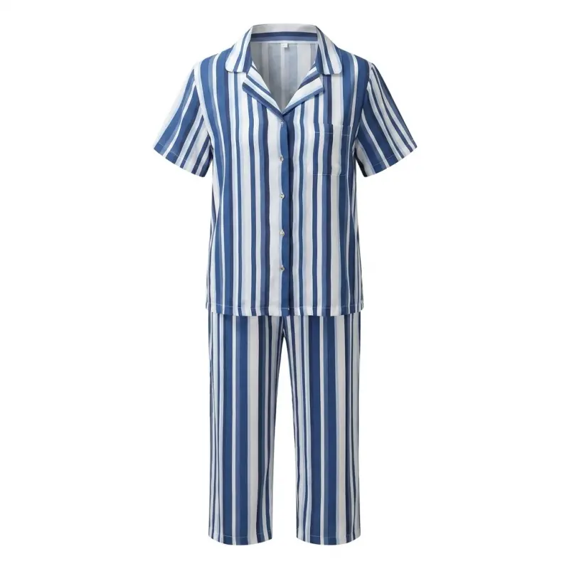 Navy & White Striped Top/Bottom Set