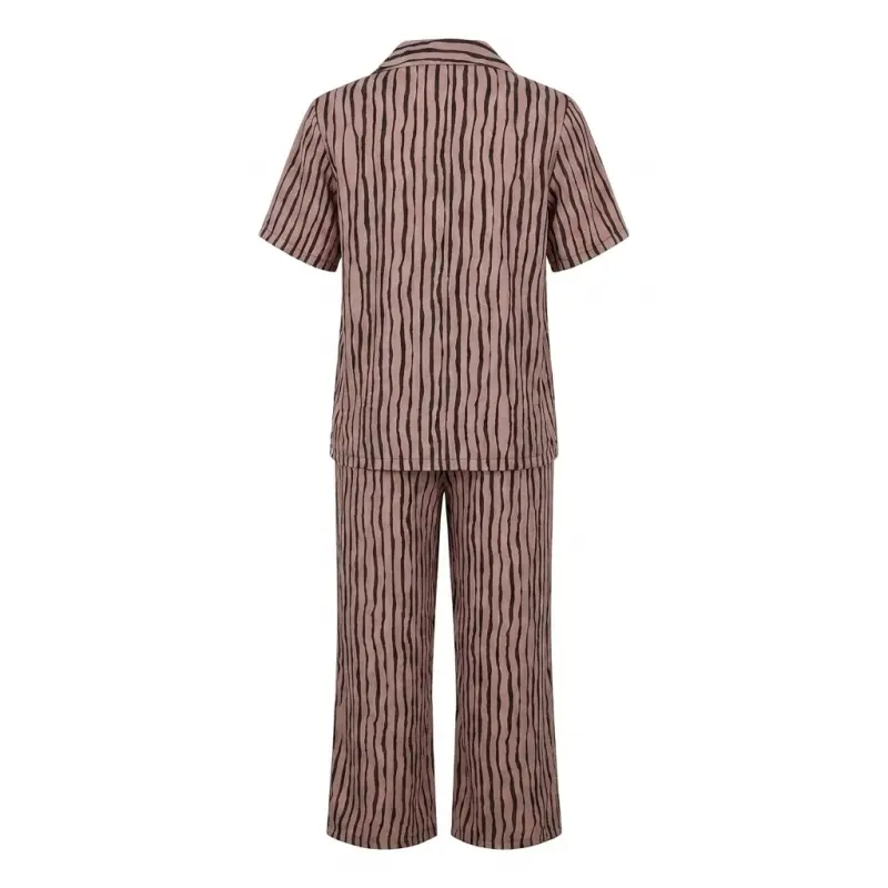Brown & Black Stripe Top/Bottom Set