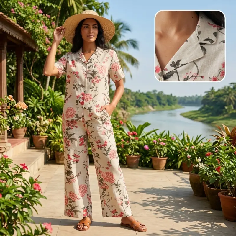 Ivory Floral Top/Bottom Set
