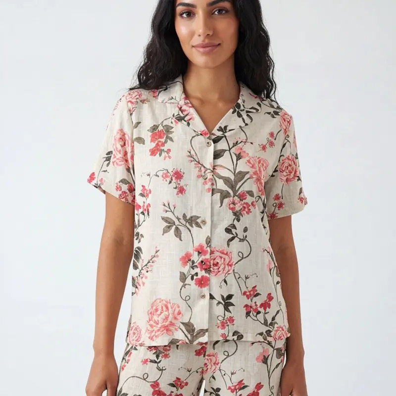 Ivory Floral Top/Bottom Set